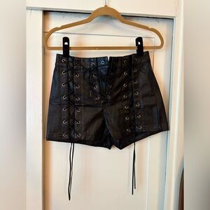 Disturbia Black Lace-Up High Waist Shorts